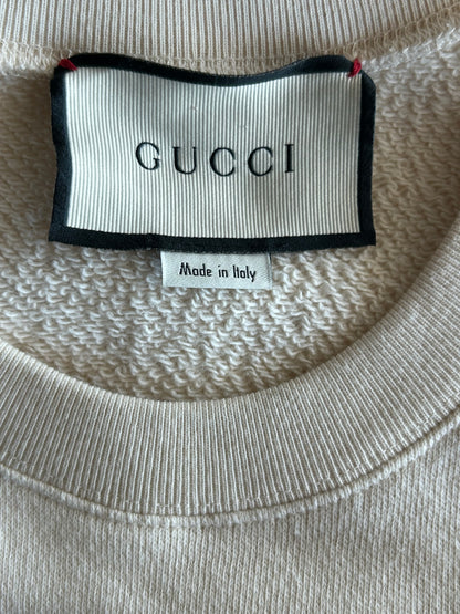 Gucci White & Multicolor Interlocking GG Varsity Logo Sweater