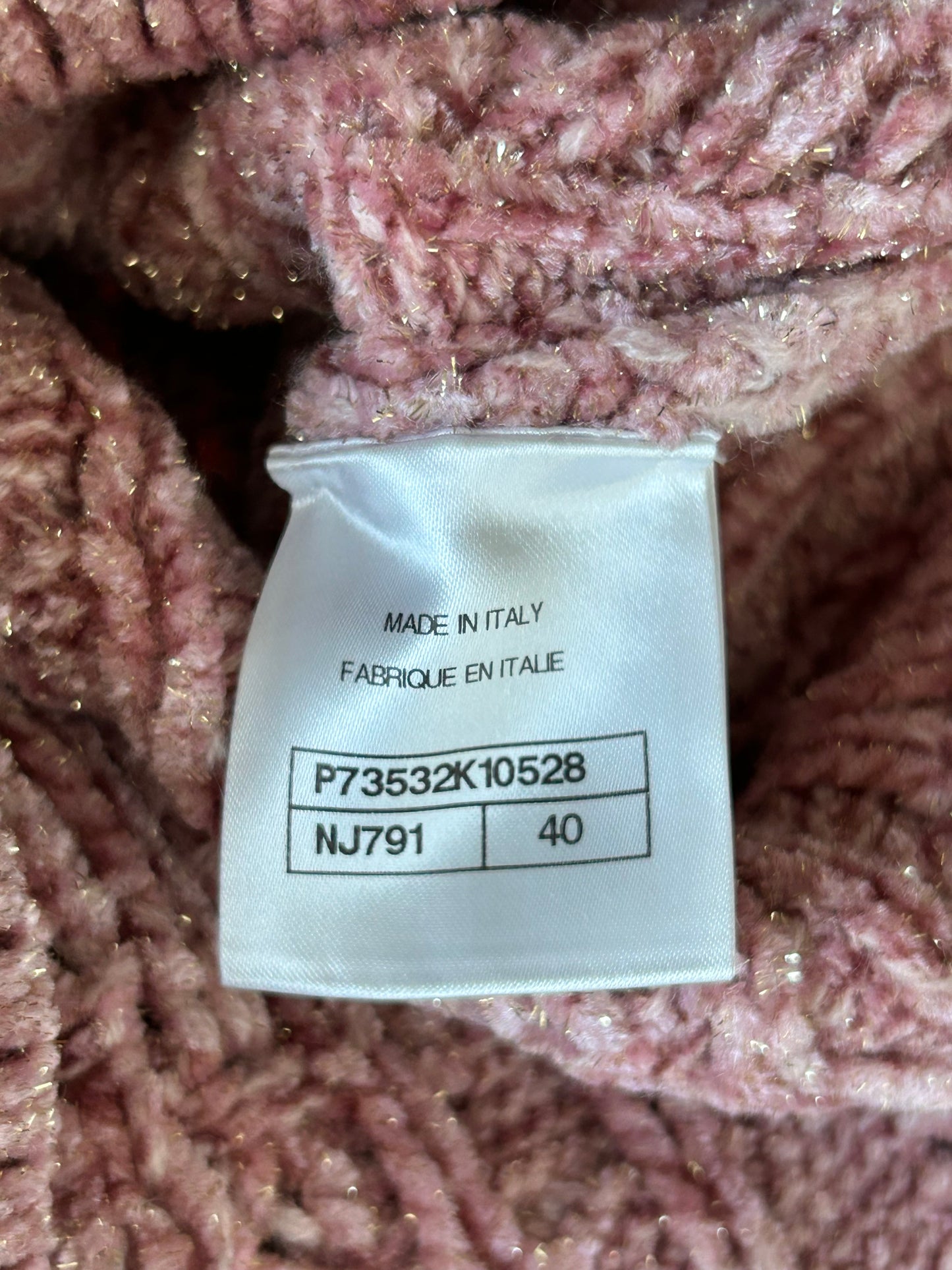 Chanel Pink & Grey Sequin Logo Embellished Women's Sweater