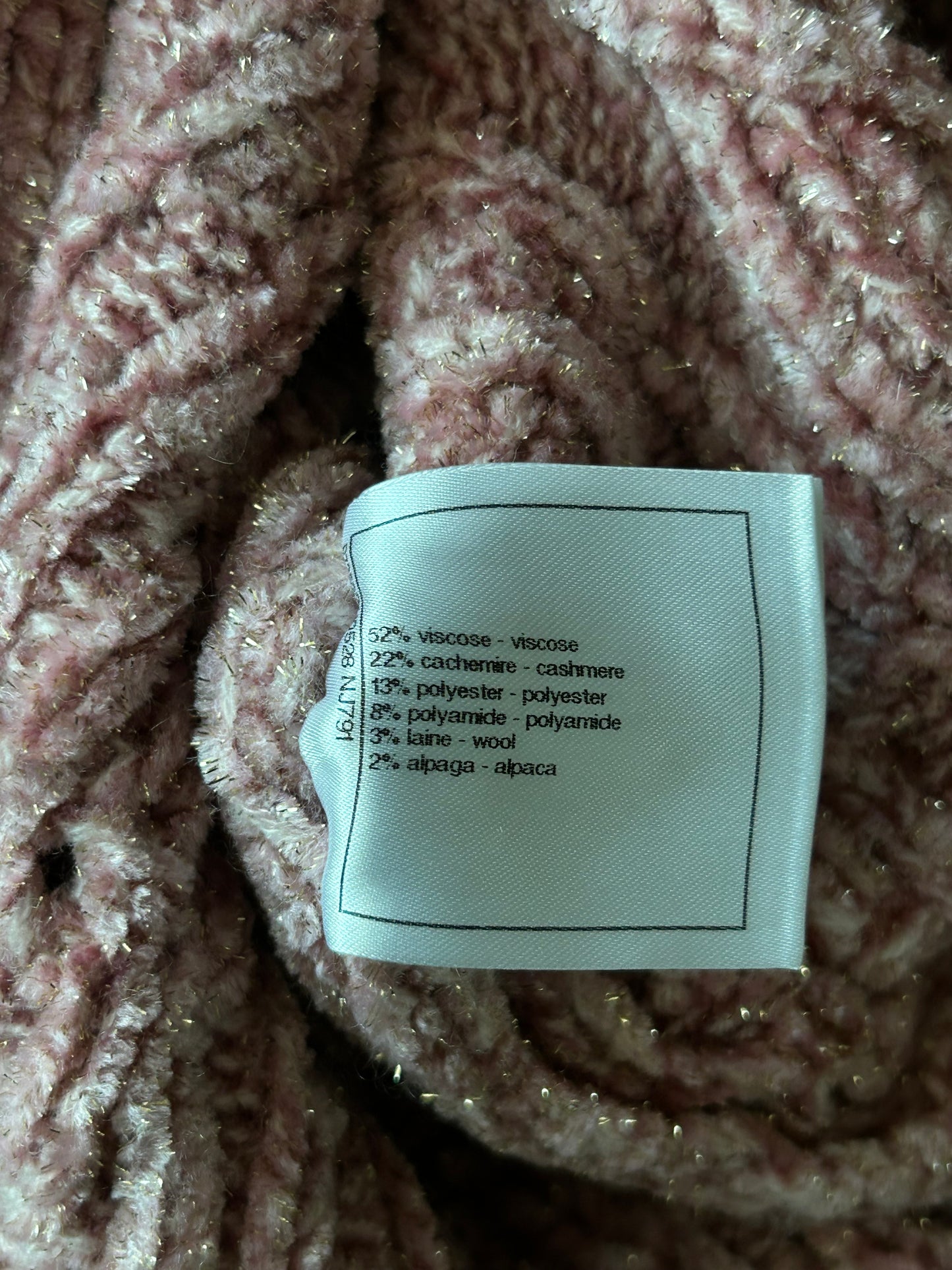 Chanel Pink & Grey Sequin Logo Embellished Women's Sweater