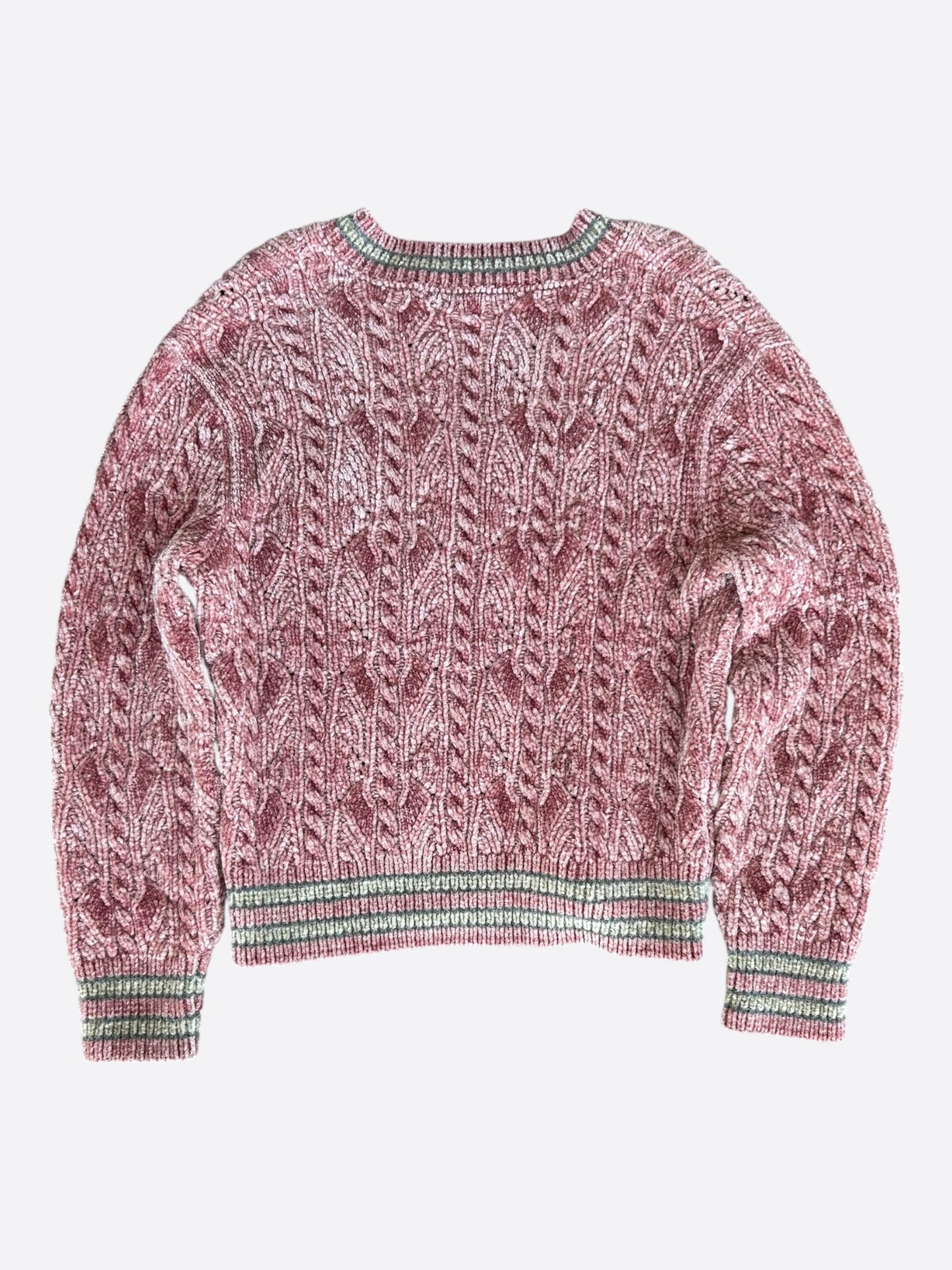 Chanel Pink & Grey Sequin Logo Embellished Women's Sweater