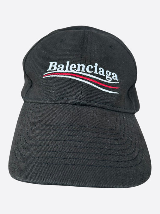 Balenciaga Faded Black, White & Red Campaign Logo Hat