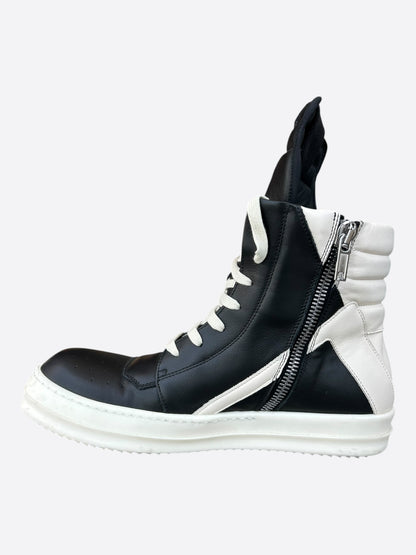 Rick Owens Black & White Geobasket Sneakers