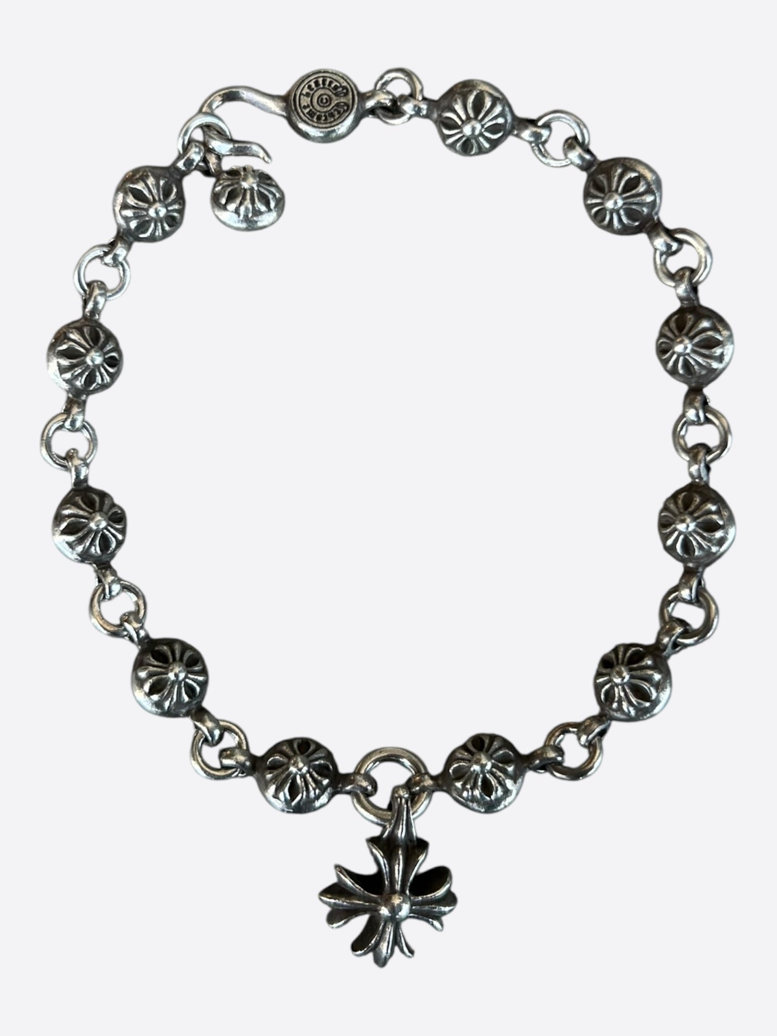 Chrome Hearts Silver Cross Ball Charm Bracelet – Savonches