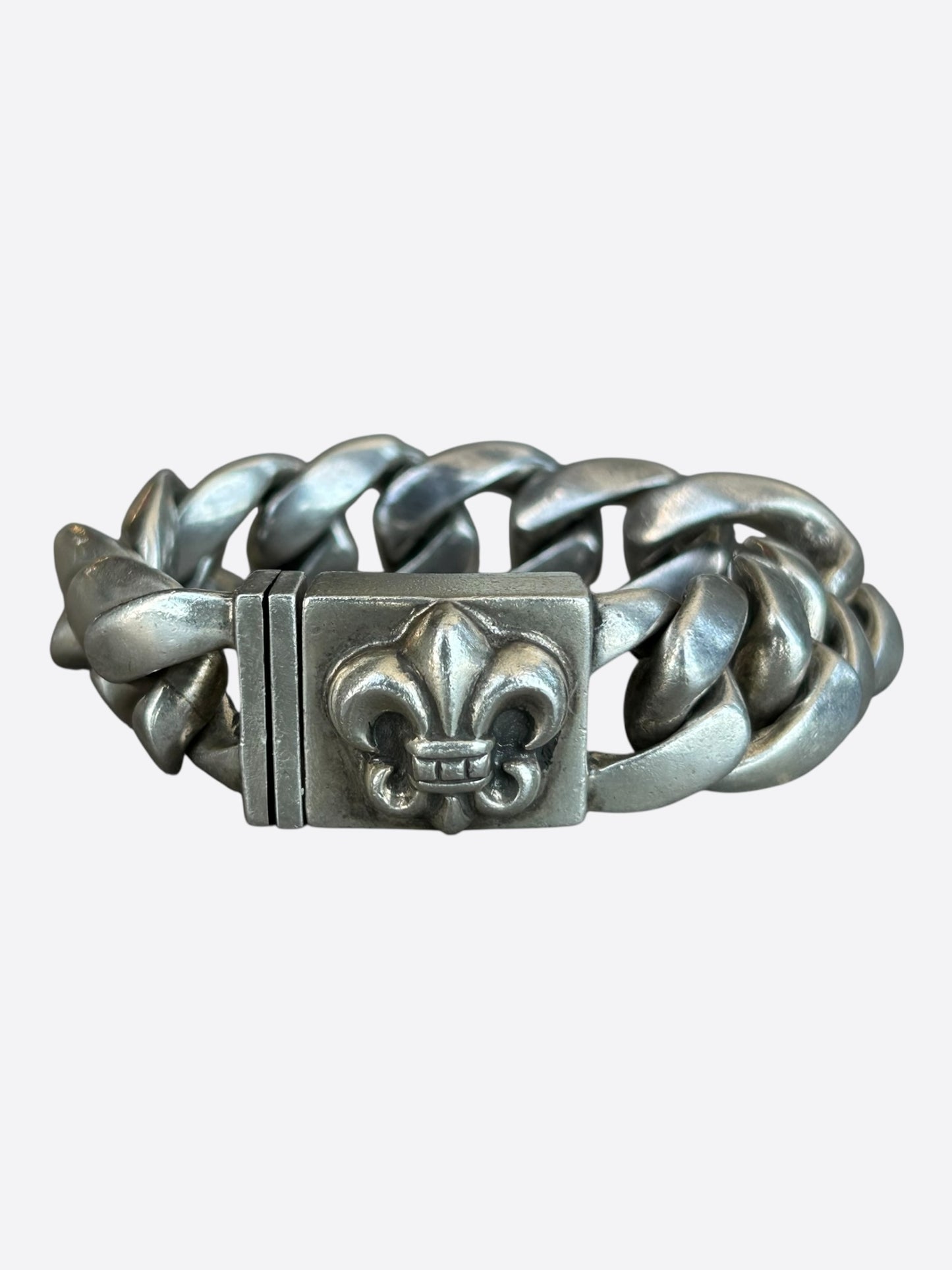 Chrome Hearts Silver Fleur Cuban Bracelet