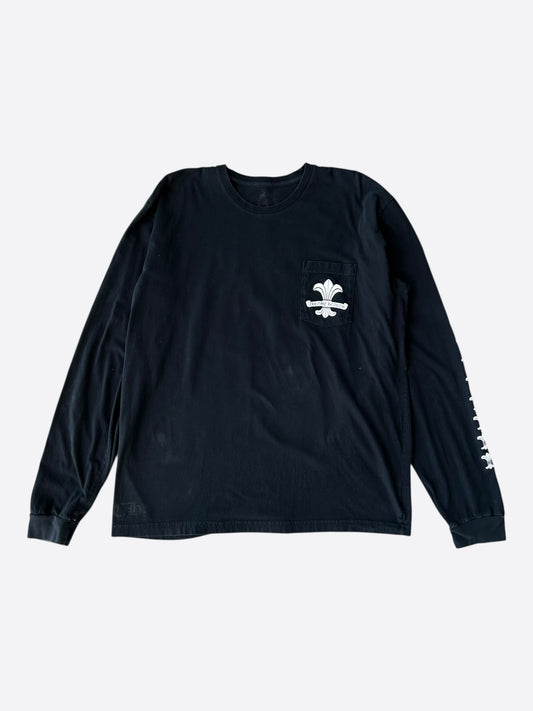 Chrome Hearts Black & White Fleur Scroll Logo Longsleeve T-Shirt