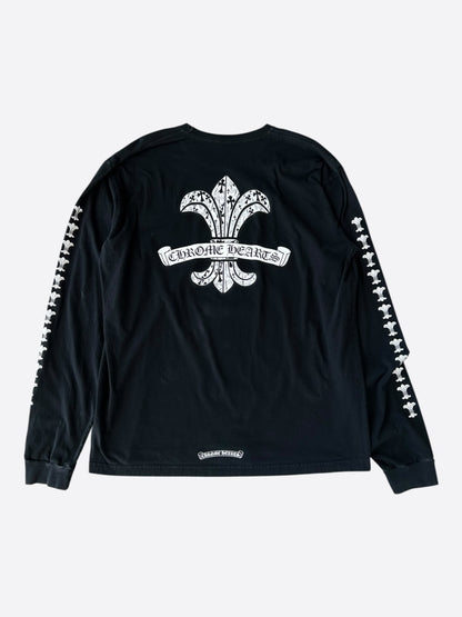 Chrome Hearts Black & White Fleur Scroll Logo Longsleeve T-Shirt