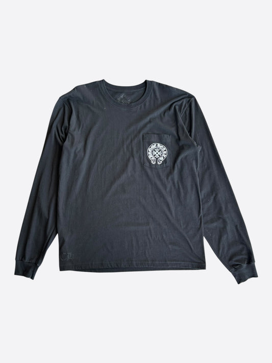 Chrome Hearts Black & White Miami Horseshoe Logo Longsleeve T-Shirt