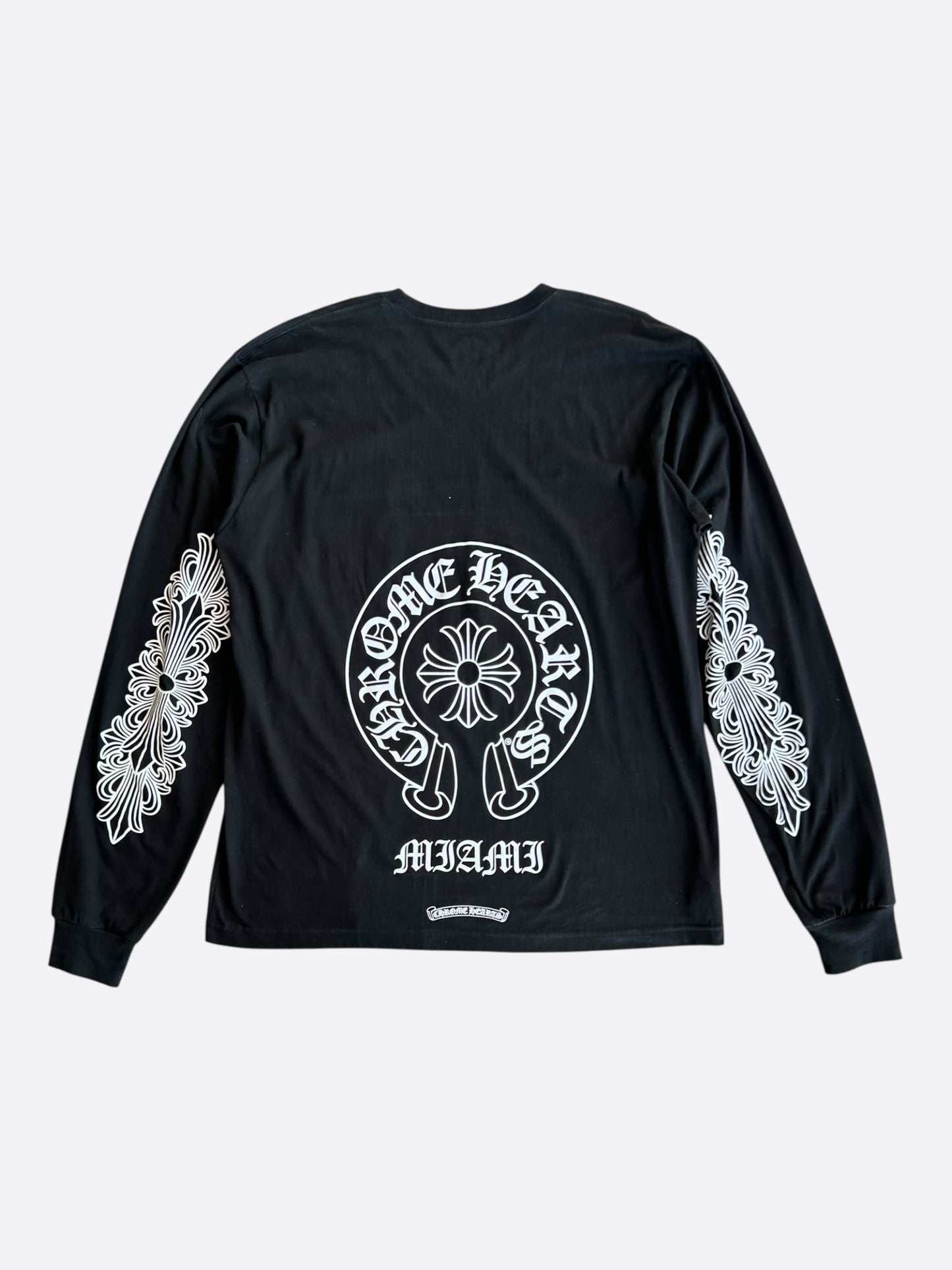 Chrome Hearts Black & White Miami Horseshoe Logo Longsleeve T-Shirt