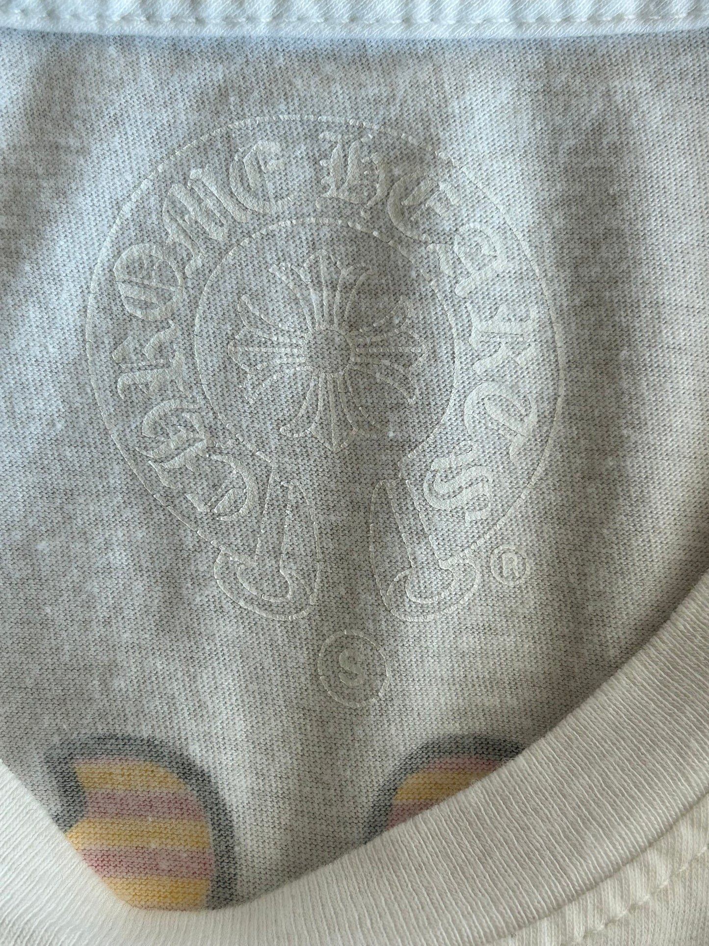 Chrome Hearts White & Orange Striped Dagger Logo T-Shirt