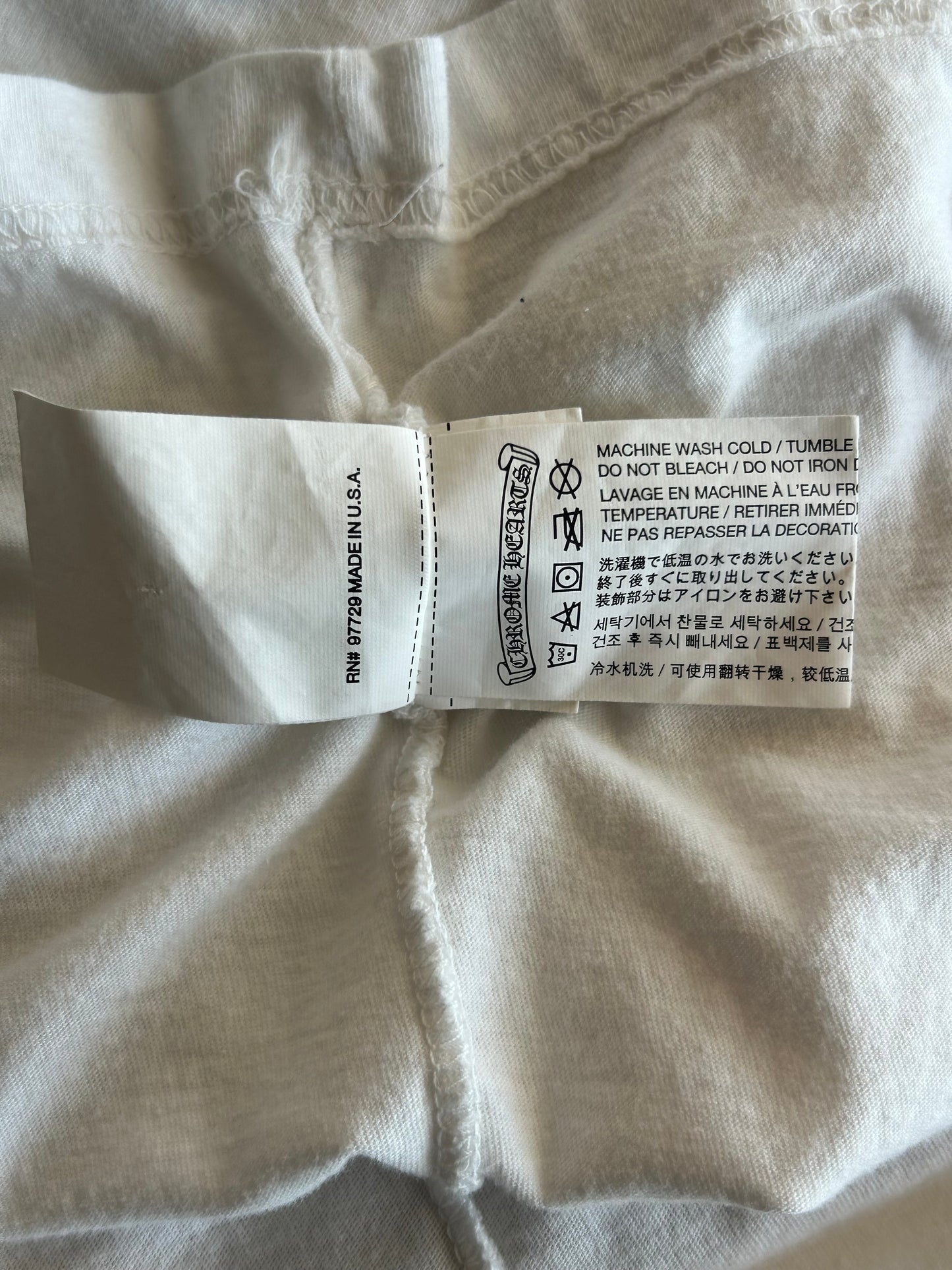Chrome Hearts White & Orange Striped Dagger Logo T-Shirt