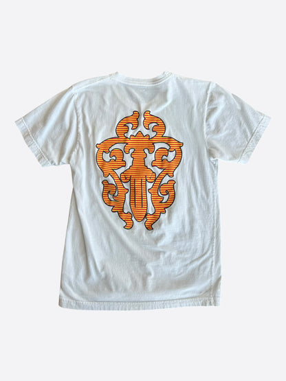 Chrome Hearts White & Orange Striped Dagger Logo T-Shirt