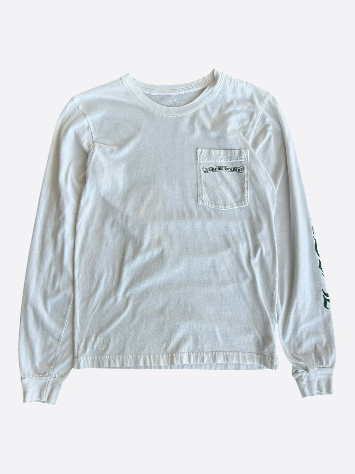 Chrome Hearts White & Green Cemetery Cross Logo Longsleeve T-Shirt
