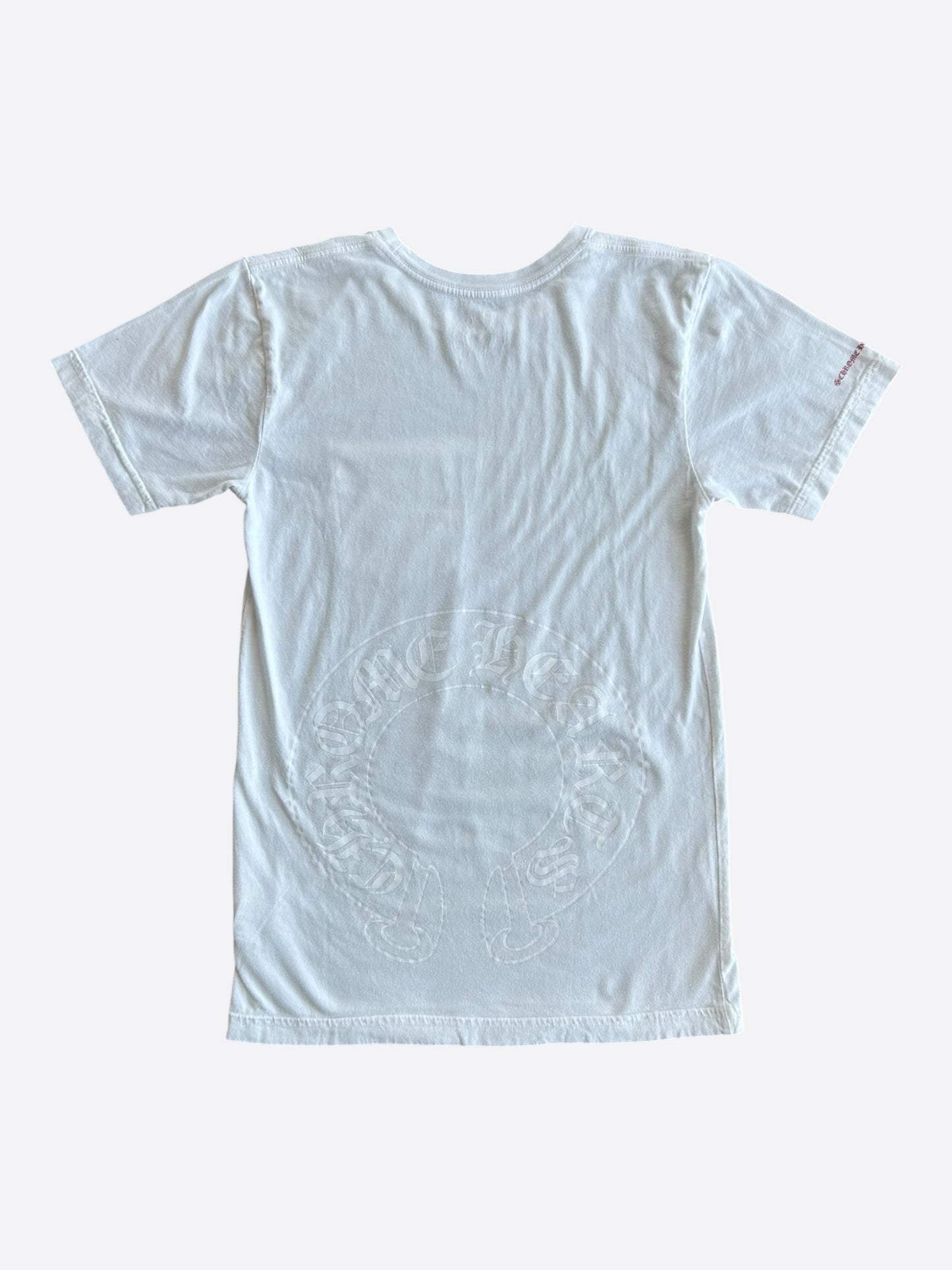 Chrome Hearts White & Red Horseshoe Logo T-Shirt