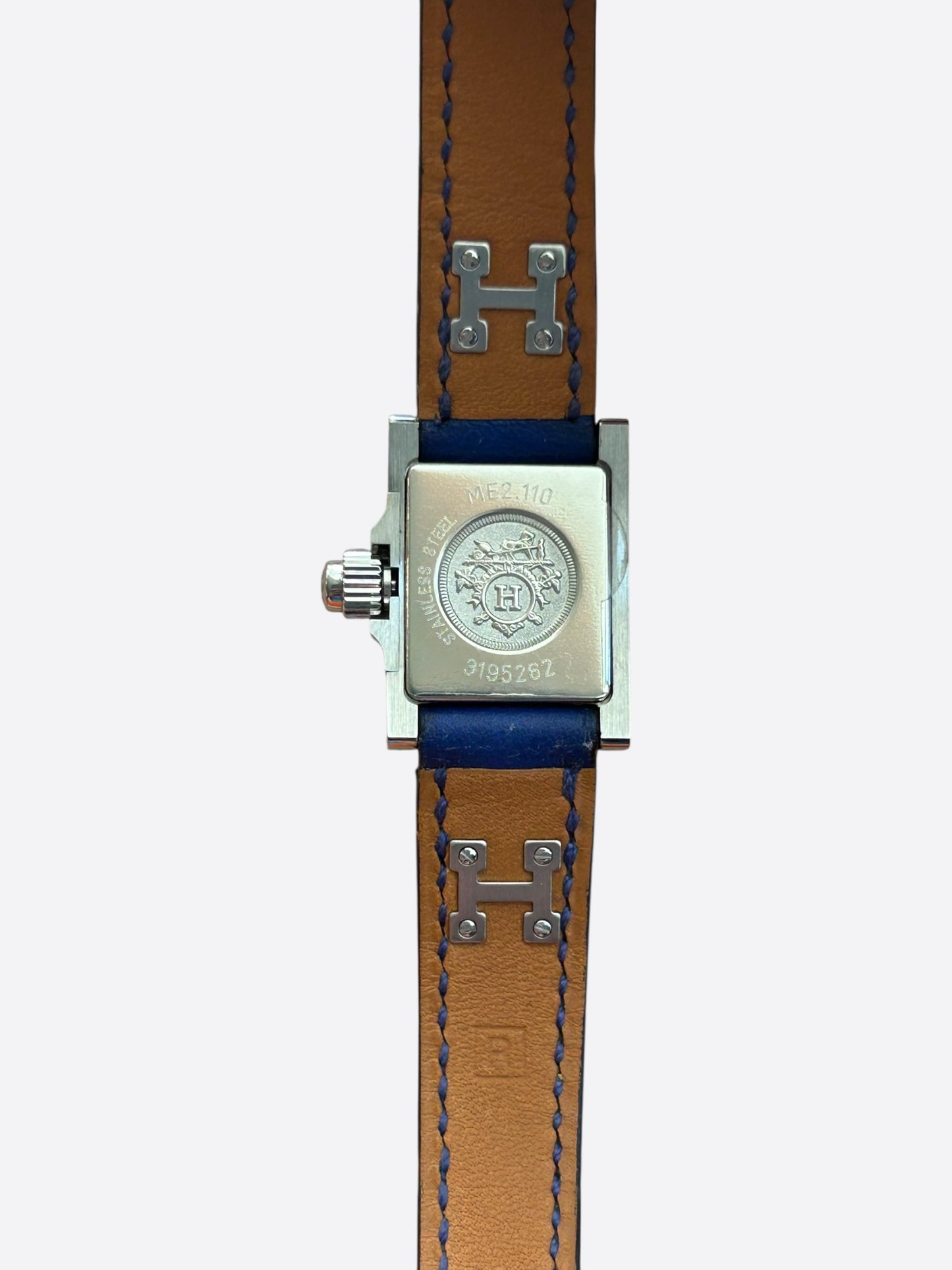 Hermes Blue Swift & Palladium Hardware Medor Watch Bracelet