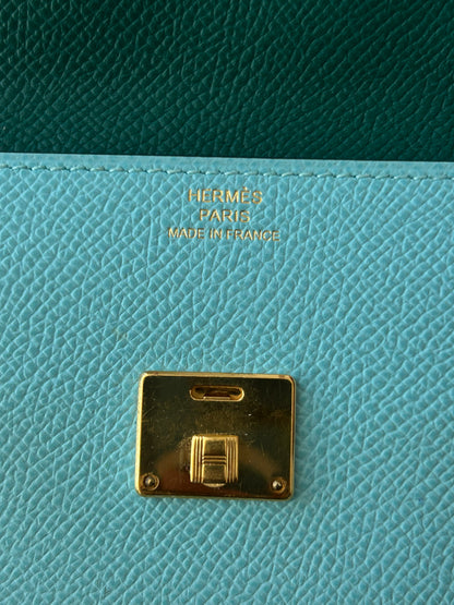 Hermes Blue Epsom & Palladium Hardware Mini Clic Card Holder