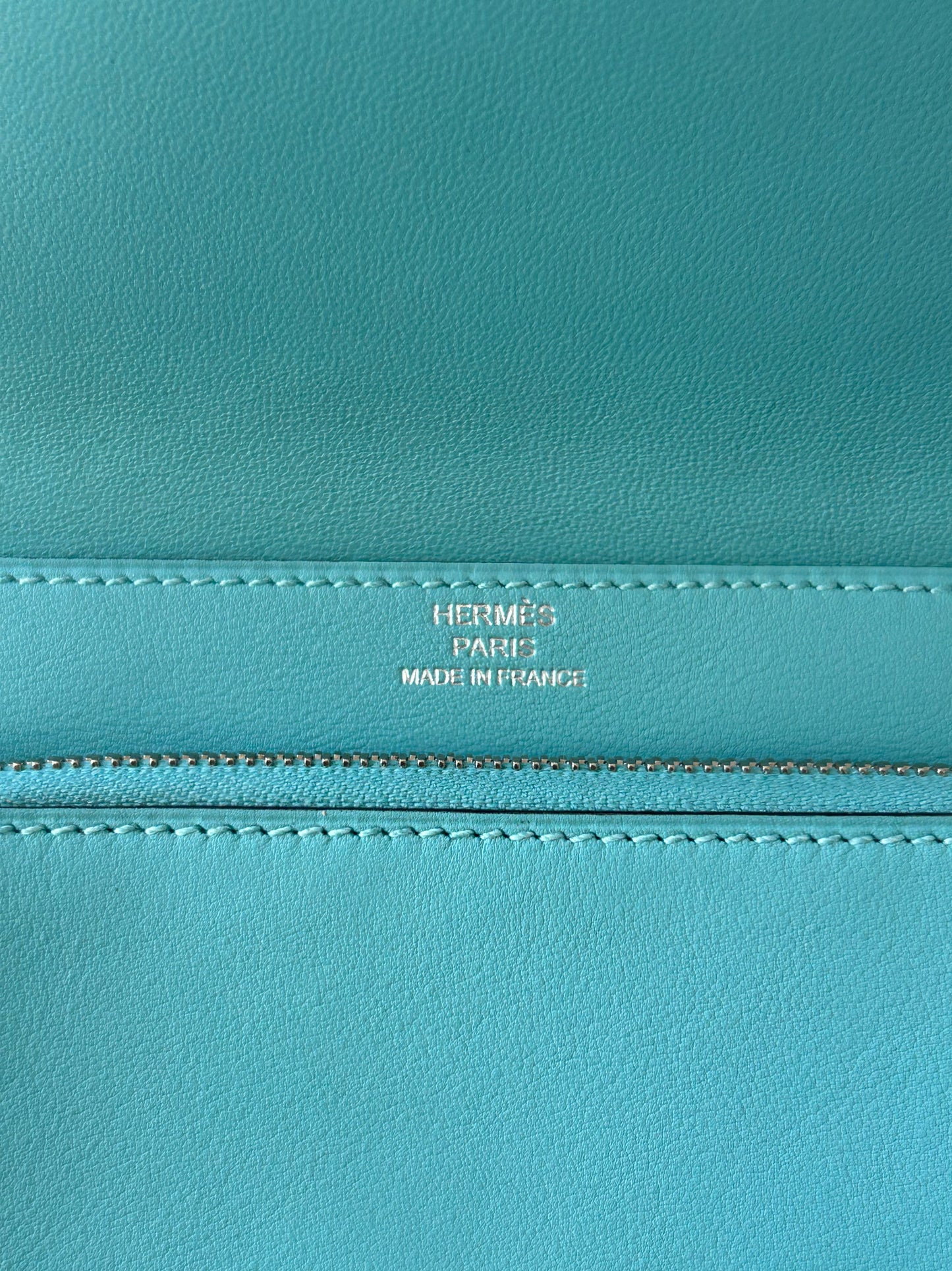 Hermes Blue Swift & Palladium Hardware Compact Dogon Wallet