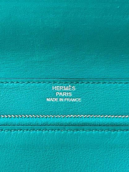 Hermes Blue Swift & Palladium Hardware Compact Dogon Wallet