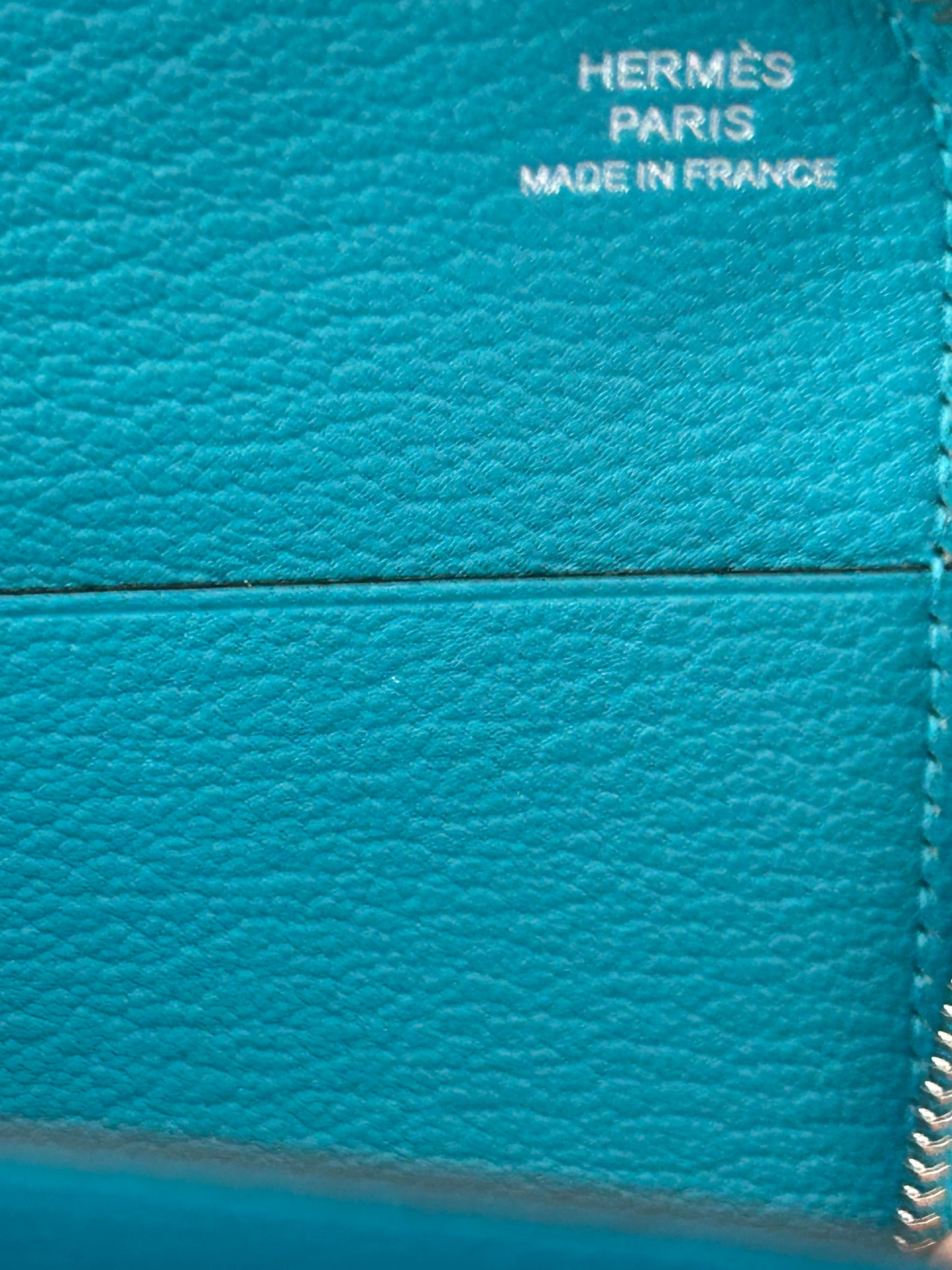 Hermes Blue Togo & Palladium Hardware Zippy Wallet
