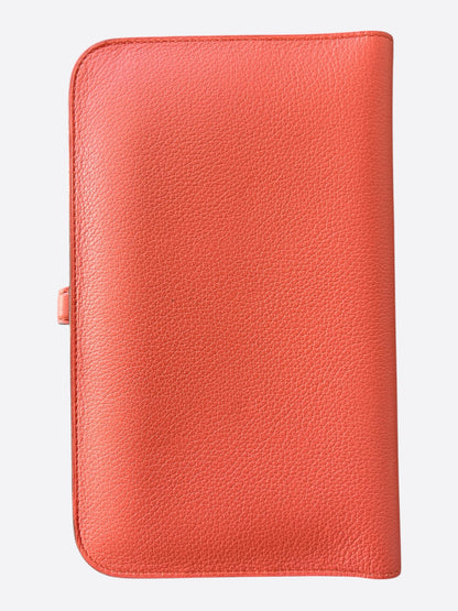 Hermes Peach Epsom & Palladium Hardware Dogon Wallet