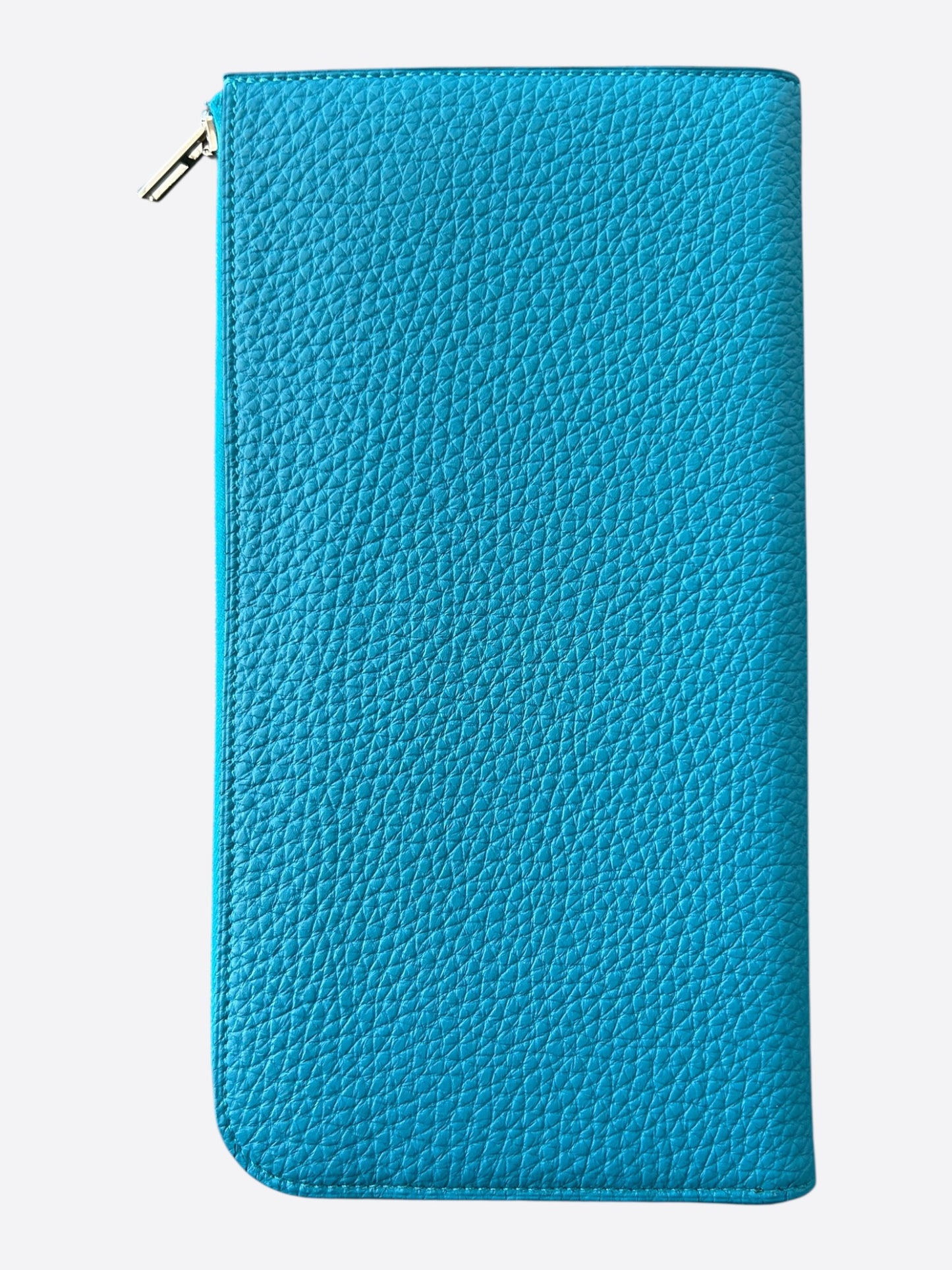 Hermes Blue Togo & Palladium Hardware Zippy Wallet