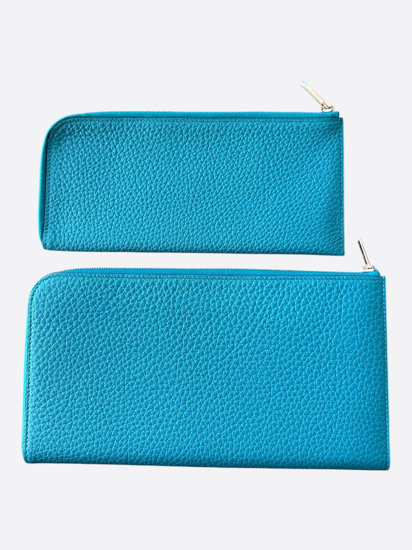 Hermes Blue Togo & Palladium Hardware Zippy Wallet