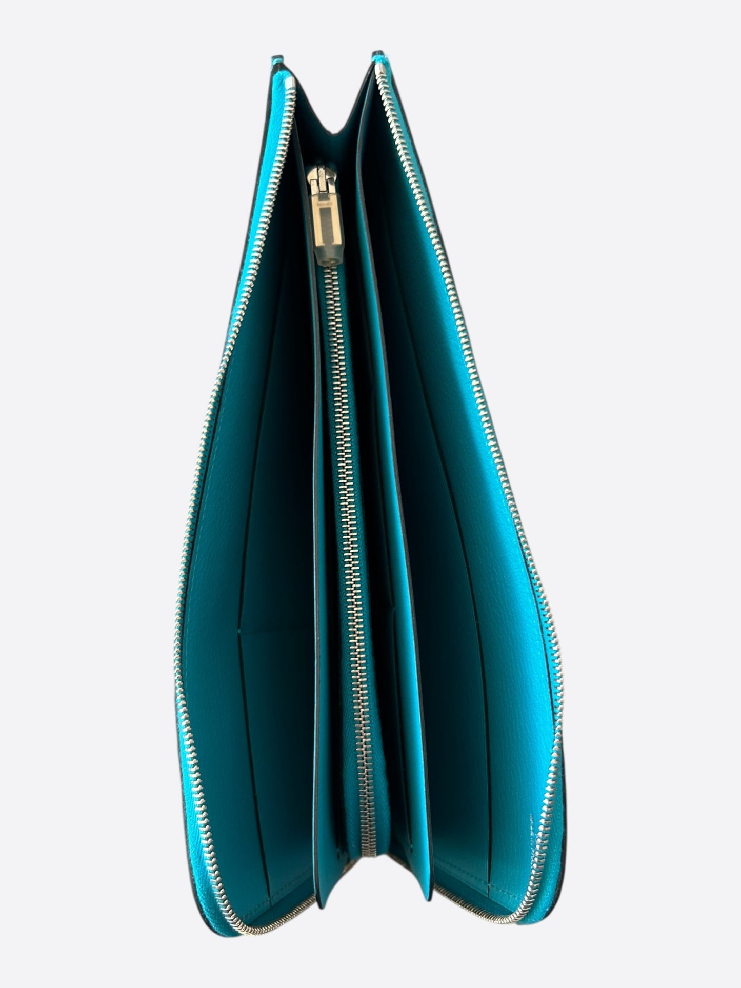 Hermes Blue Togo & Palladium Hardware Zippy Wallet