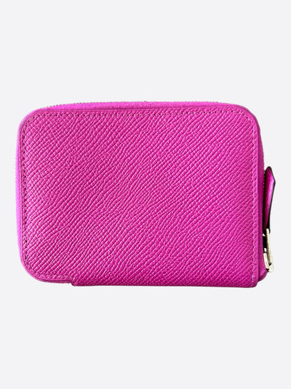 Hermes Pink Epsom & Palladium Hardware Silk'In Compact Wallet