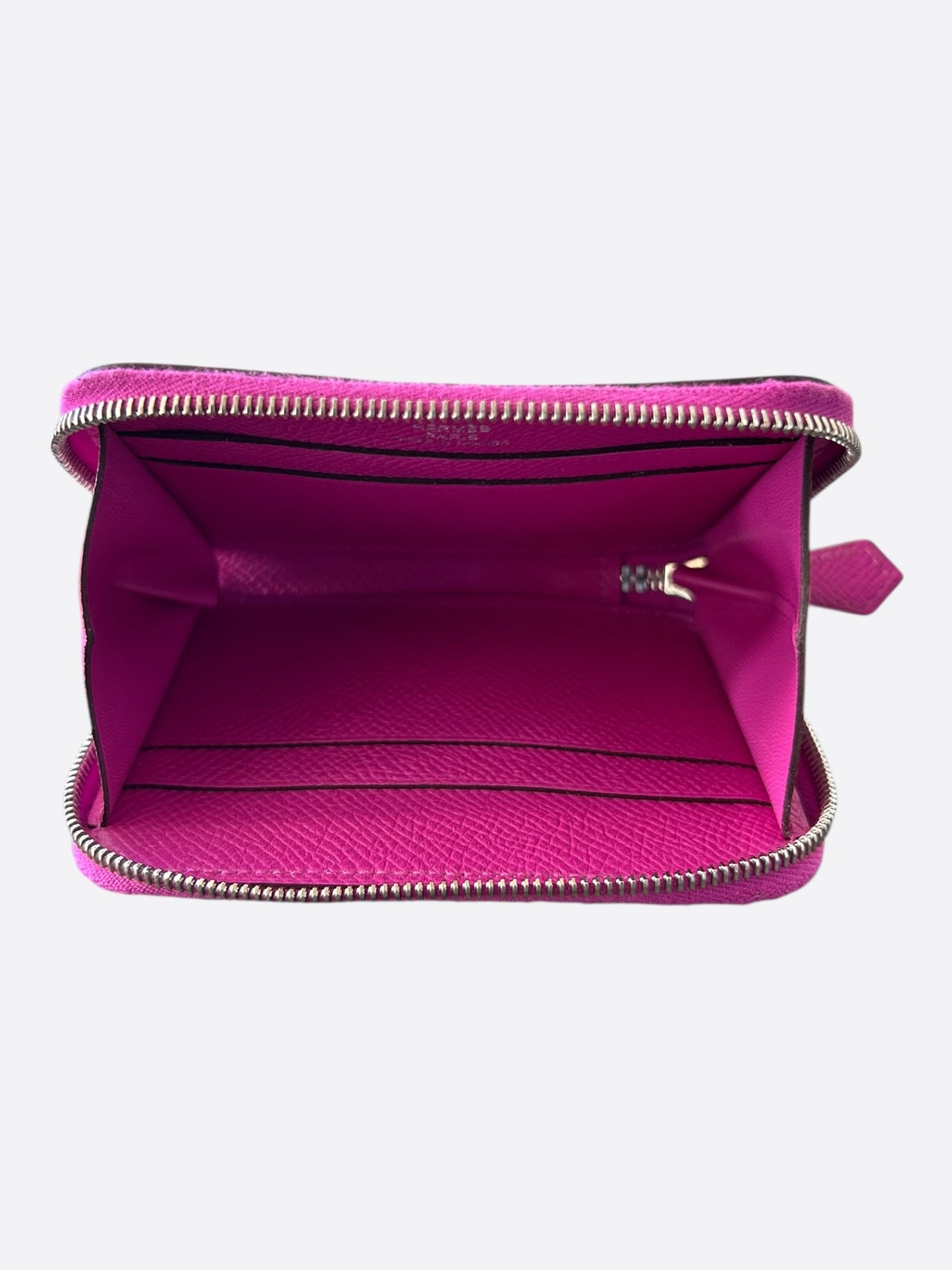 Hermes Pink Epsom & Palladium Hardware Silk'In Compact Wallet