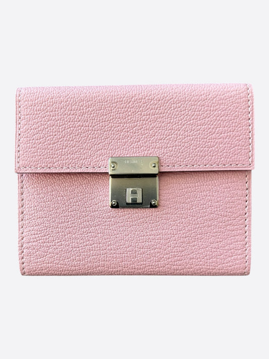 Hermes Pink Epsom & Palladium Hardware Mini Clic Card Holder