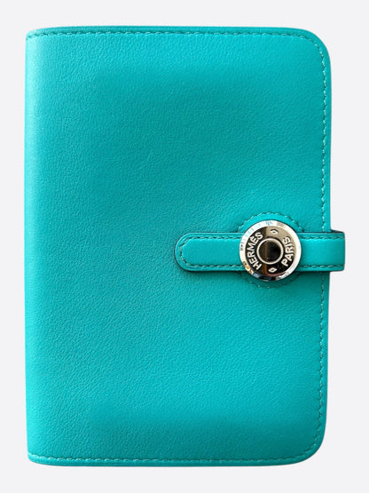 Hermes Blue Swift & Palladium Hardware Compact Dogon Wallet