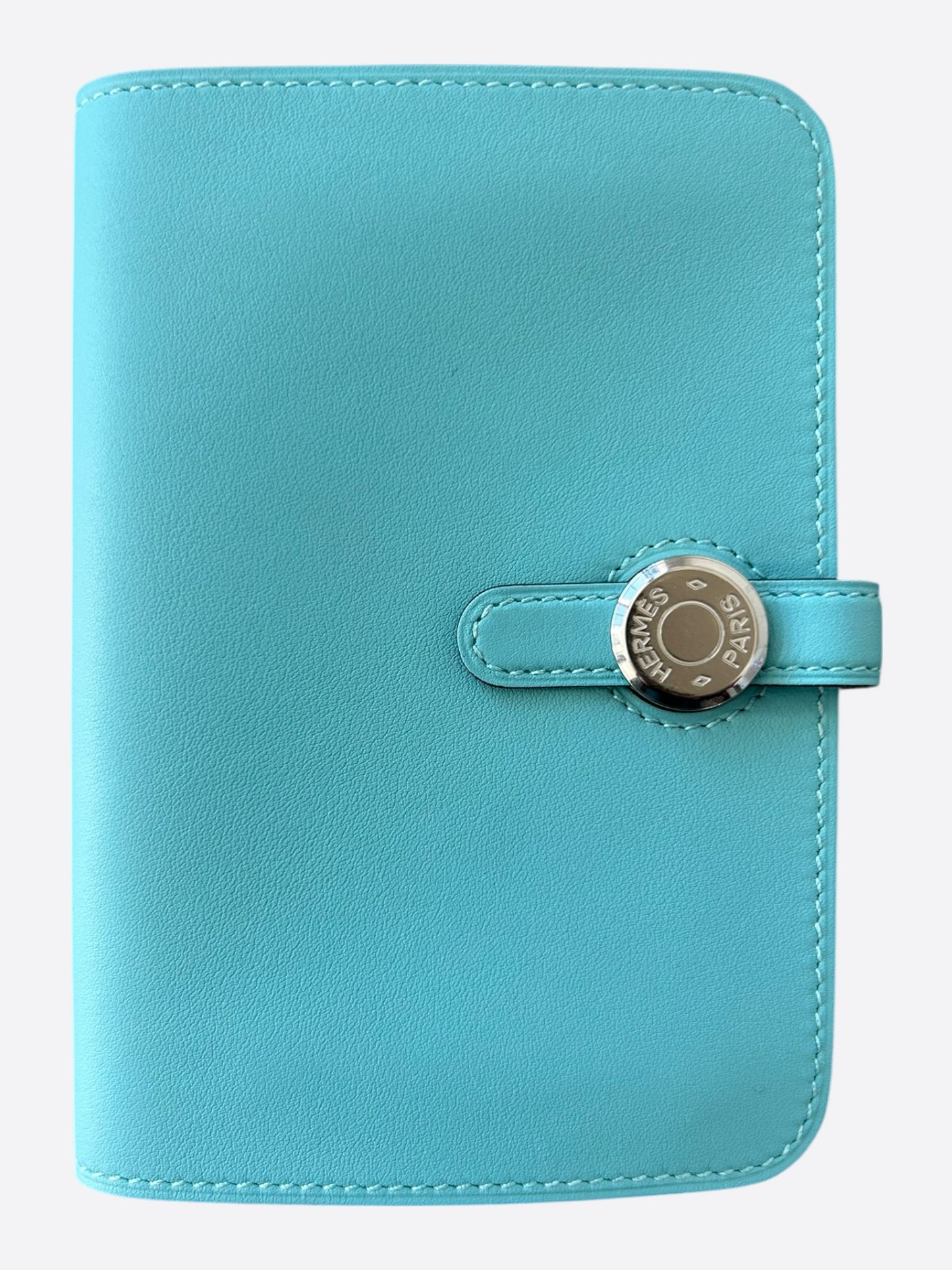 Hermes Blue Swift & Palladium Hardware Compact Dogon Wallet
