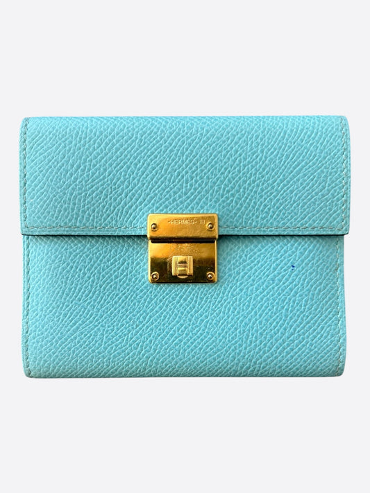 Hermes Blue Epsom & Palladium Hardware Mini Clic Card Holder