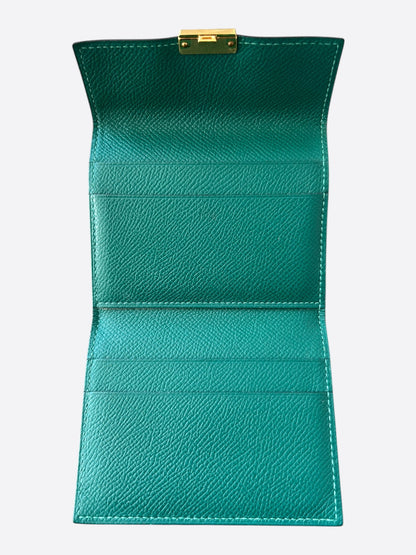 Hermes Blue Epsom & Palladium Hardware Mini Clic Card Holder