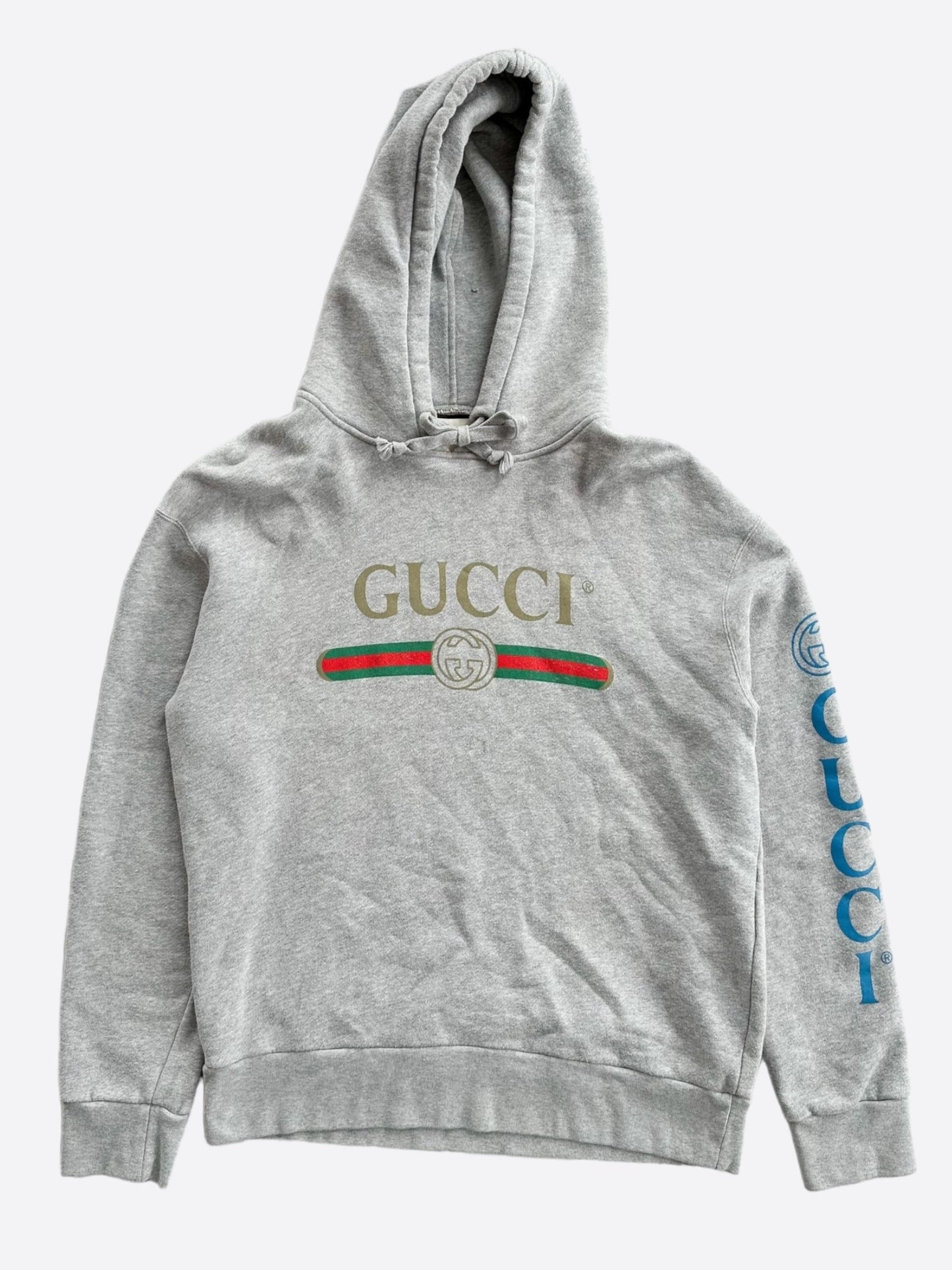 Gucci Grey Dragon Embroidered Logo Hoodie