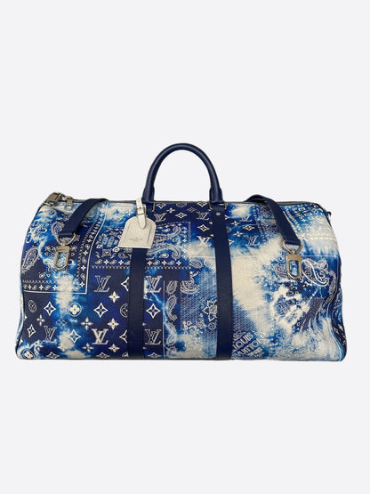 Louis Vuitton Blue Bandana Monogram Keepall 50