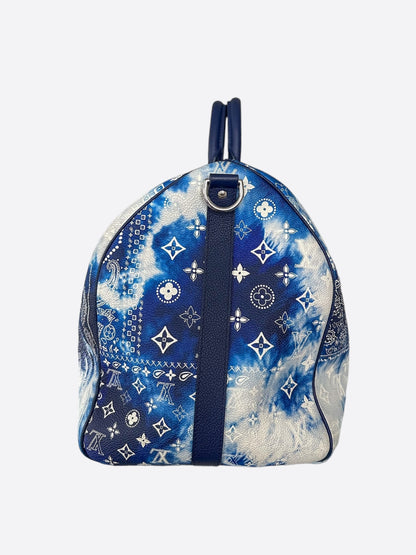 Louis Vuitton Blue Bandana Monogram Keepall 50