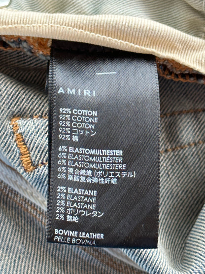 Amiri Vintage Indigo Red Serif Logo Distressed Jeans