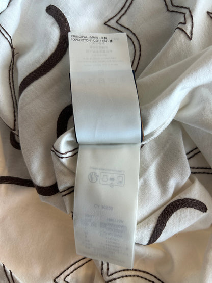Louis Vuitton White & Brown Embroidered Logo T-Shirt