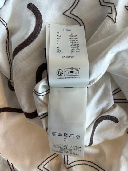 Louis Vuitton White & Brown Embroidered Logo T-Shirt