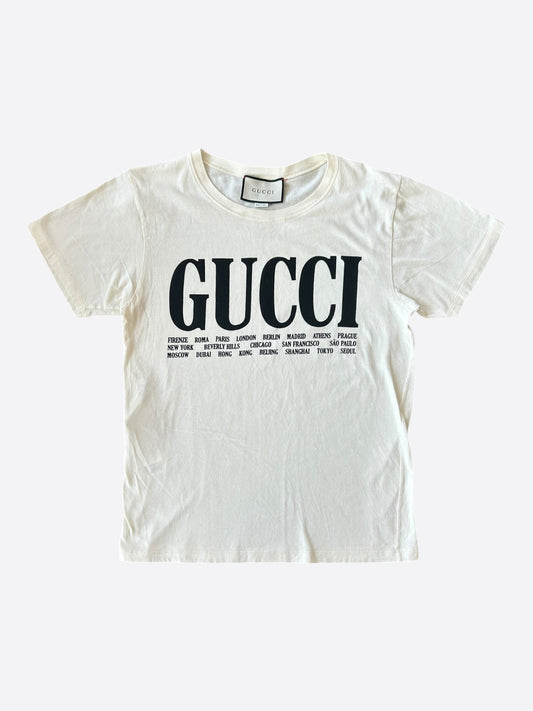 Gucci White & Black Cities Logo T-Shirt