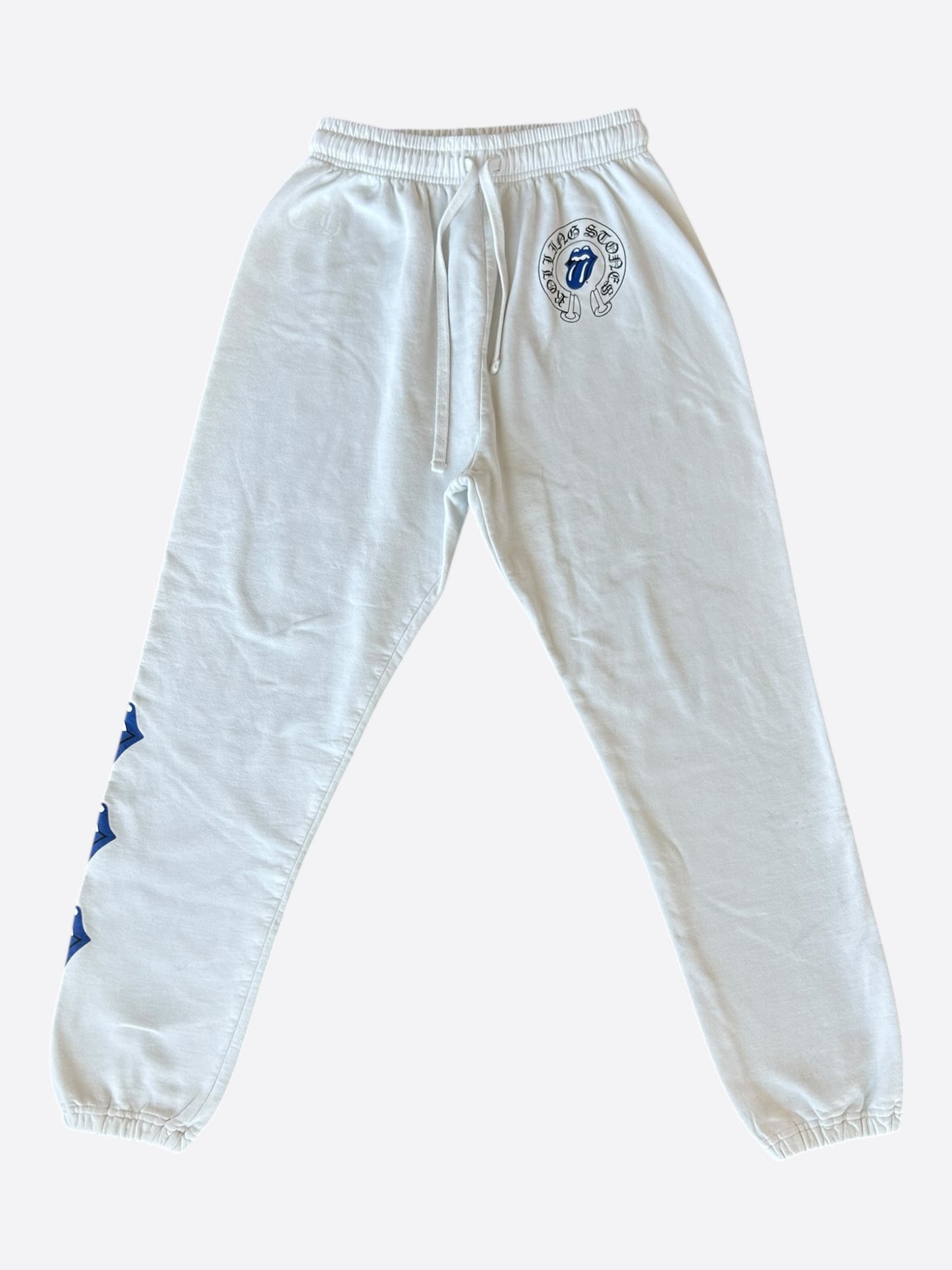 Chrome Hearts White & Blue Rolling Stones Logo Sweatpants