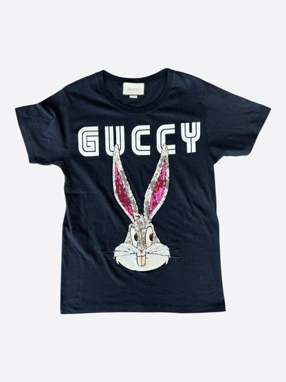 Gucci Black Sequin Bugs Bunny Graphic T-Shirt