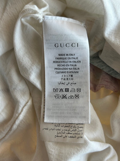 Gucci White Bootleg Logo Embroidered T-Shirt