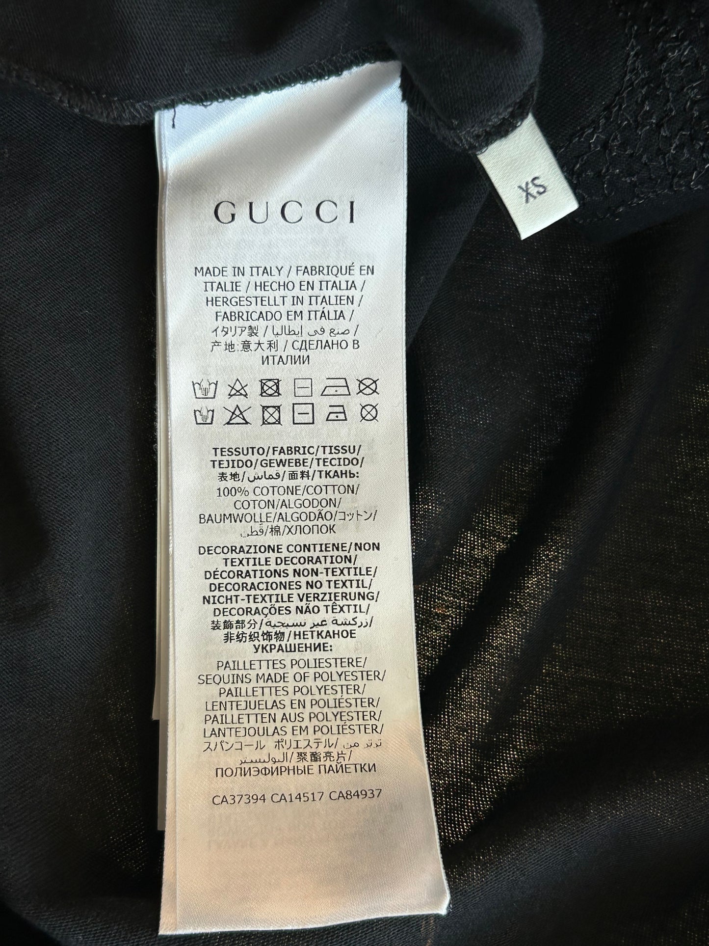 Gucci Black & Multicolor Sequin Heart Logo T-Shirt