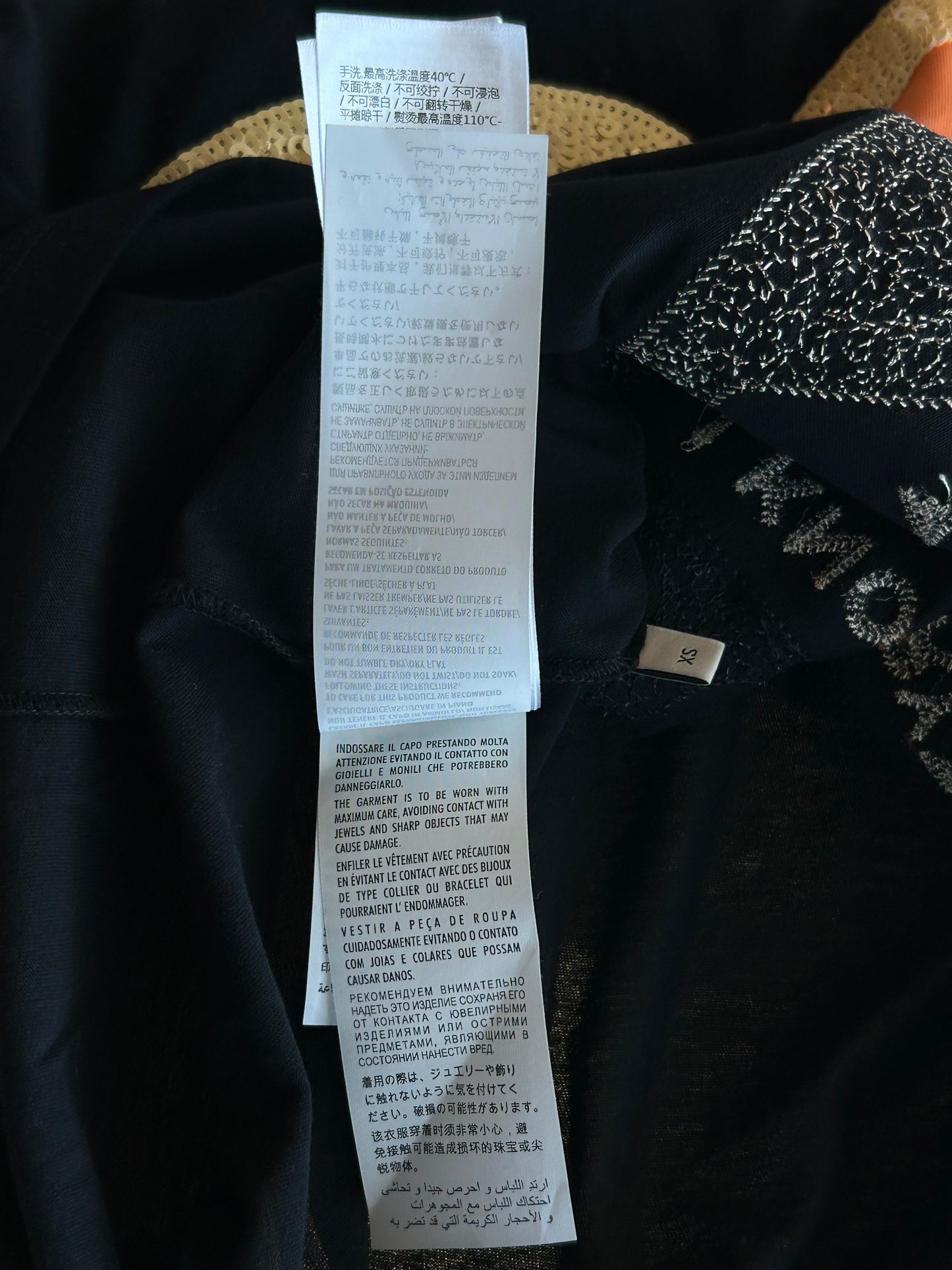 Gucci Black & Multicolor Sequin Heart Logo T-Shirt