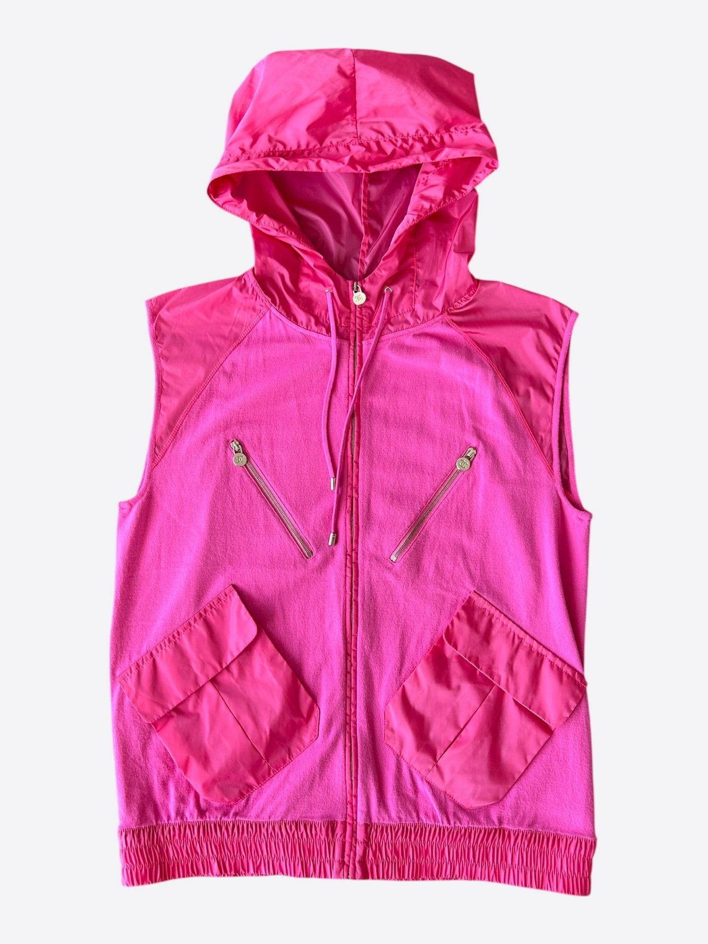 Chanel Pink Nylon Hooded Hybrid Vest