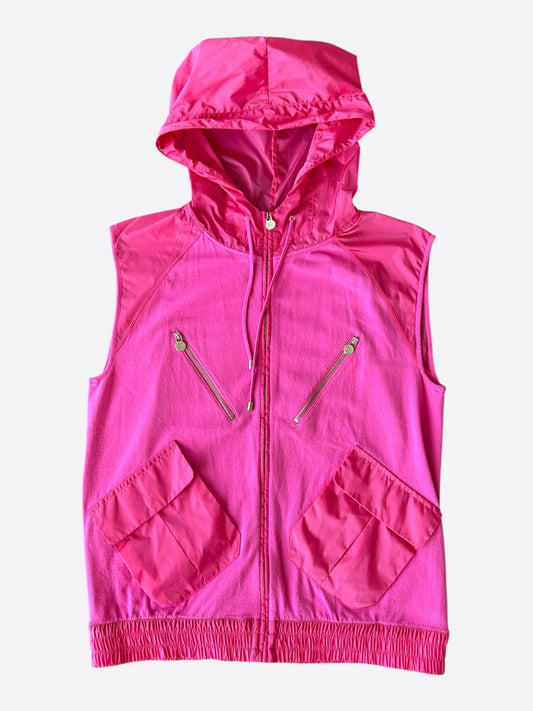 Chanel Pink Nylon Hooded Hybrid Vest