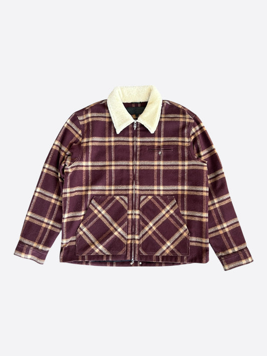 Chrome Hearts Red & Beige Plaid Sherpa Jacket