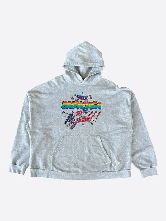 Balenciaga Grey & Rainbow Graffiti Logo Hoodie