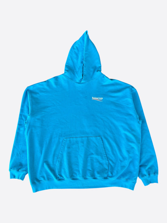 Balenciaga Blue & White Campaign Logo Hoodie
